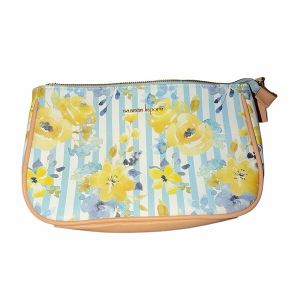 Nanette Lepore Handbags - Nanette Lepore blue, white, and yellow floral zippered clutch hand bag wristlet